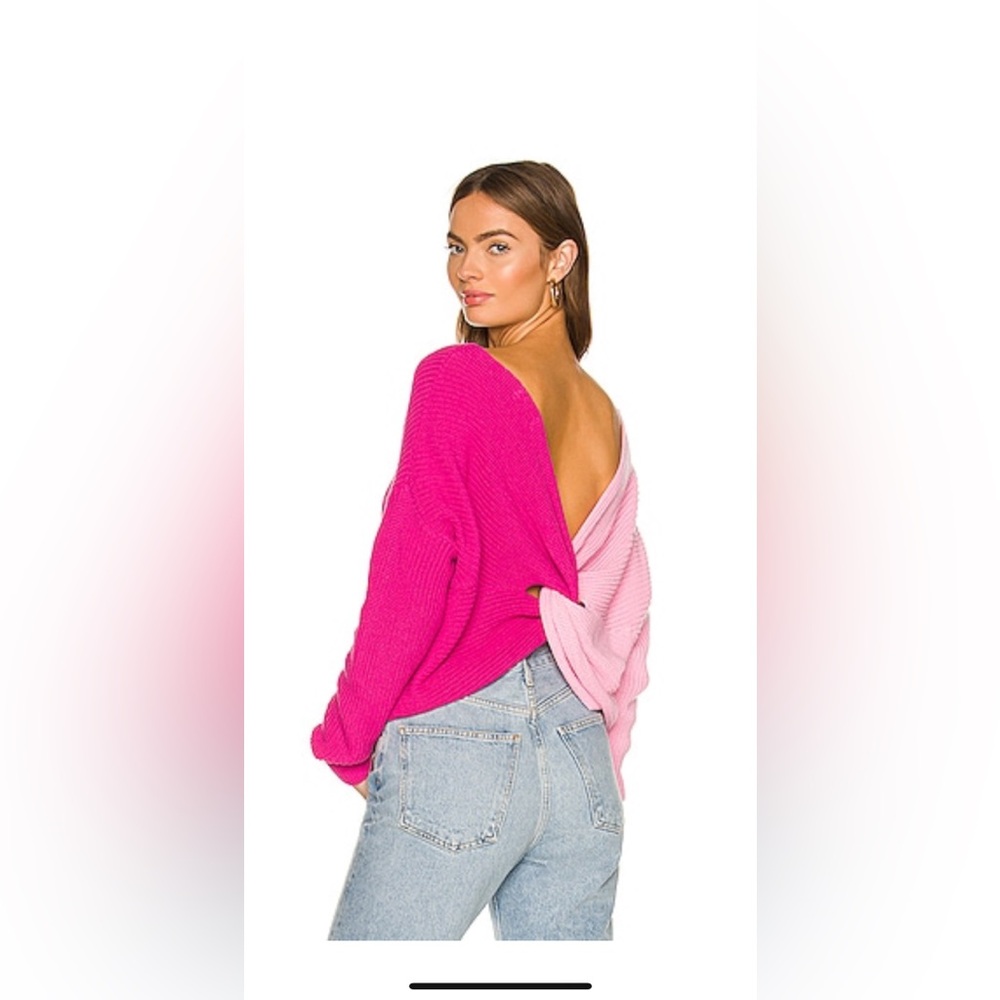 Superdown Reversible Color block Pink Sweater - Picture 5 of 5